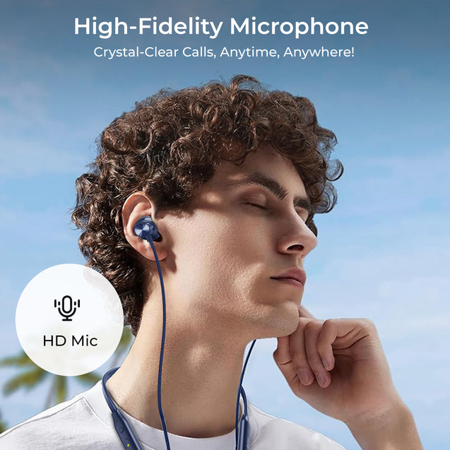 pTron Tangent Rush w/ 50Hrs Playtime, Pristine Sound, Dual-Device Pairing, Bluetooth 5.4 Wireless in-Ear Earphones with Mic, Voice Assistant, Type-C Fast Charging & IPX5 Water Resistant (Ink Blue)