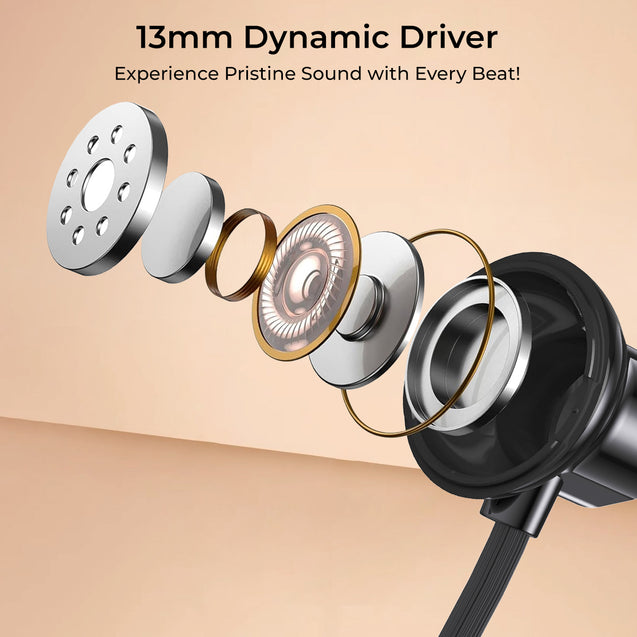 pTron Tangent Rush w/ 50Hrs Playtime, Pristine Sound, Dual-Device Pairing, Bluetooth 5.4 Wireless in-Ear Earphones with Mic, Voice Assistant, Type-C Fast Charging & IPX5 Water Resistant (Jet Black)