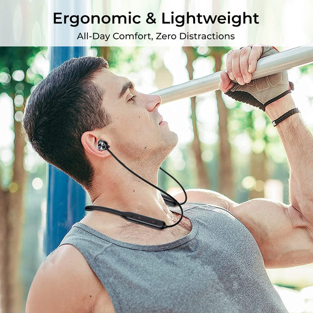 pTron Tangent Rush w/ 50Hrs Playtime, Pristine Sound, Dual-Device Pairing, Bluetooth 5.4 Wireless in-Ear Earphones with Mic, Voice Assistant, Type-C Fast Charging & IPX5 Water Resistant (Jet Black)