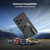 pTron PowerEdge 200W Car Laptop Charger/Car Power Inverter with 2 USB (3A & 2.4A) + 2 Type-C (30WPD & 2.4A), Smart USB Charging Ports, 12V/24V DC to 220V AC, 2X Universal AC Outlet (Black)