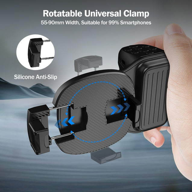 pTron MHR1 Phone Clip Camera Grip Handle w/Detachable BTv5.4 Remote Shutter, 55-90mm Clamping Range, Shoot Videos, Take Snaps, Stable & Firm Grip, Compatible with iOS & Android Devices (Black)