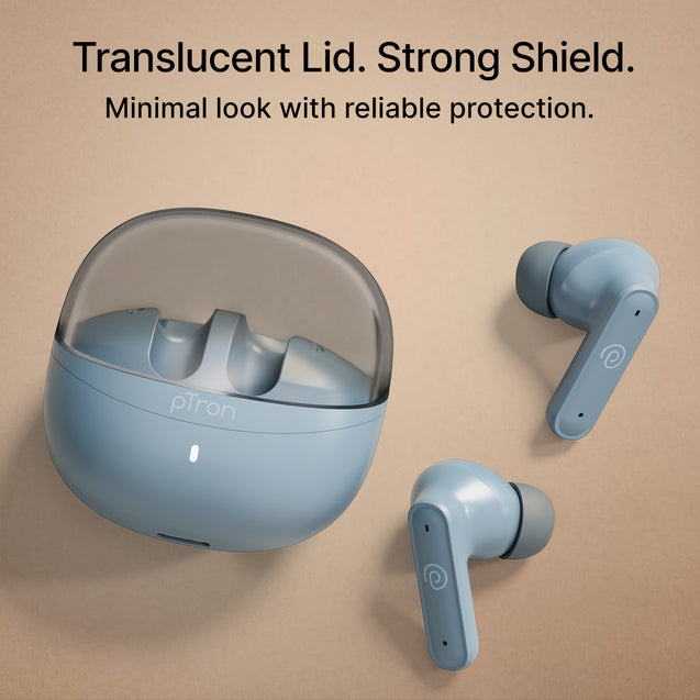pTron Bassbuds Indie in-Ear TWS Earbuds w/ 10mm Drivers, 45Hrs Playtime, Dual HD Mic & AI-ENC Calls, Custom EQ, Mobile App, Bluetooth V5.4 Earphones, Voice Assistant, Type C Charging & IPX5 (Gray)