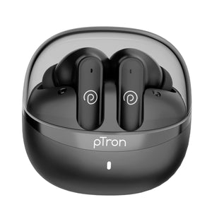 pTron Bassbuds Indie In-Ear TWS Earbuds w/ 10mm Drivers, 45Hrs Playtime, Dual HD Mic & AI-ENC Calls, Custom EQ, Mobile App, Bluetooth V5.4 Earphones, Voice Assistant, Type C Charging & IPX5 (Jet Black)