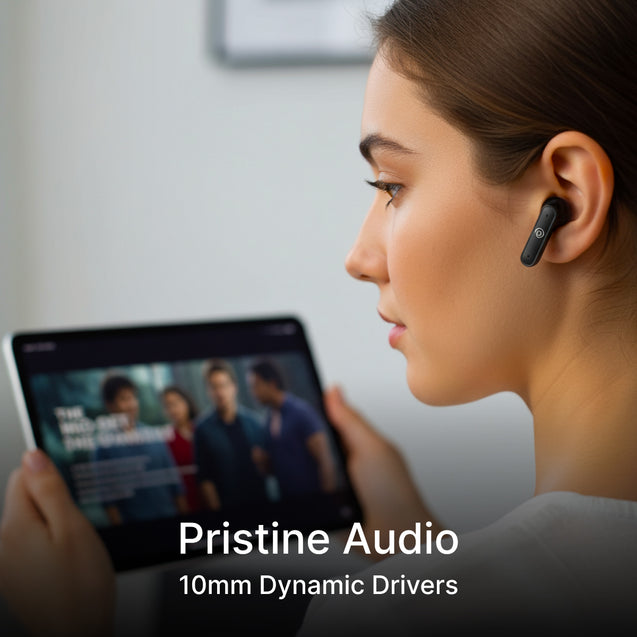 pTron Bassbuds Indie In-Ear TWS Earbuds w/ 10mm Drivers, 45Hrs Playtime, Dual HD Mic & AI-ENC Calls, Custom EQ, Mobile App, Bluetooth V5.4 Earphones, Voice Assistant, Type C Charging & IPX5 (Jet Black)
