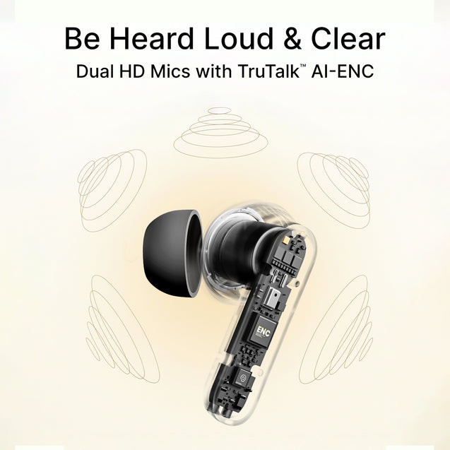 pTron Bassbuds Indie In-Ear TWS Earbuds w/ 10mm Drivers, 45Hrs Playtime, Dual HD Mic & AI-ENC Calls, Custom EQ, Mobile App, Bluetooth V5.4 Earphones, Voice Assistant, Type C Charging & IPX5 (Jet Black)