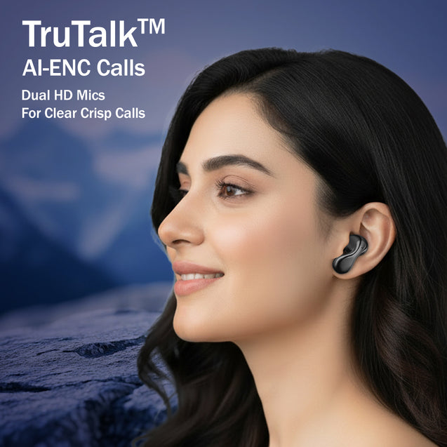pTron Bassbuds Tango in-Ear TWS Ear Buds w/Custom EQ, 50hrs Playtime, Pristine Sound, Dual Mic, TruTalk ENC Calls, Mobile App, Wireless Bluetooth V6.0,Touch Controls, Type-C Charging, IPX5 (Space Black)