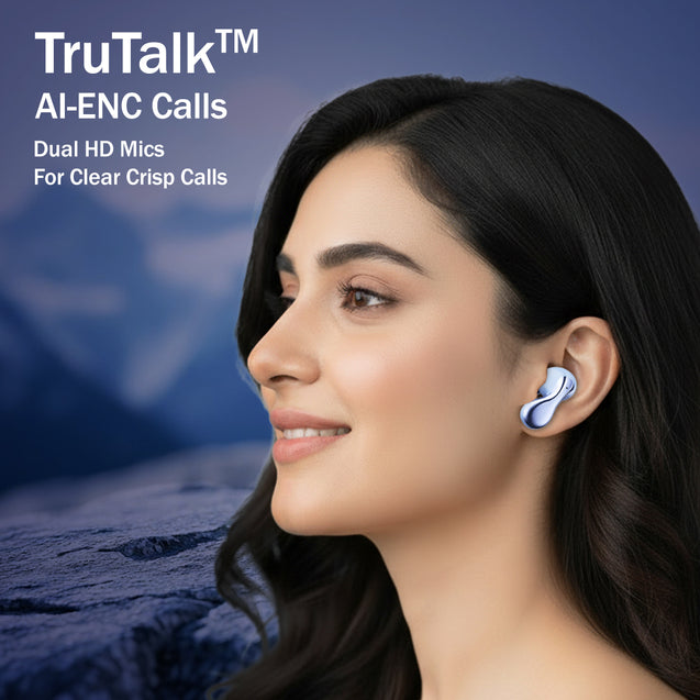 pTron Bassbuds Tango in-Ear TWS Ear Buds w/Custom EQ, 50hrs Playtime, Pristine Sound, Dual Mic, TruTalk ENC Calls, Mobile App, Wireless Bluetooth V6.0, Touch Controls, Type-C Charging, IPX5 (Light Blue)