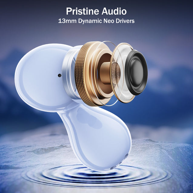 pTron Bassbuds Tango in-Ear TWS Ear Buds w/Custom EQ, 50hrs Playtime, Pristine Sound, Dual Mic, TruTalk ENC Calls, Mobile App, Wireless Bluetooth V6.0, Touch Controls, Type-C Charging, IPX5 (Light Blue)