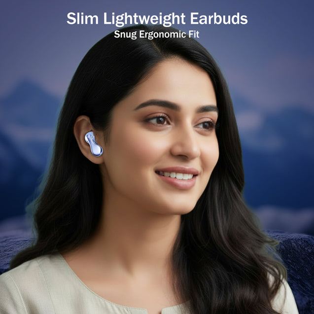 pTron Bassbuds Tango in-Ear TWS Ear Buds w/Custom EQ, 50hrs Playtime, Pristine Sound, Dual Mic, TruTalk ENC Calls, Mobile App, Wireless Bluetooth V6.0, Touch Controls, Type-C Charging, IPX5 (Light Blue)