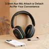 pTron Studio Xtreme, 70hrs Playtime, 40ms Low-Latency, Wireless Over Ear Headphones w/Detachable Mic & TruTalk ENC Calls, 40mm Drivers, RGB Lights, BT5.4, Dual Device Pairing & Type-C Charging (Black)