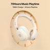 pTron Studio Xtreme, 70hrs Playtime, 40ms Low-Latency, Wireless Over Ear Headphones w/Detachable Mic & TruTalk ENC Calls, 40mm Drivers, RGB Lights, BT5.4, Dual Device Pairing & Type-C Charging (Beige)