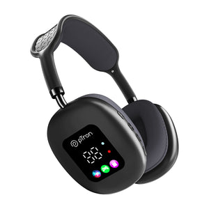 pTron Studio Pixel, 70hrs Playtime, Wireless Over Ear Headphones w/HD Mic, TruTalk AI-ENC Calls, 40mm Drivers, Pristine Sound, RGB Display, BT5.3, Dual Device Pairing & Type-C Charging (Jet Black)