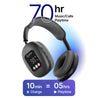 pTron Studio Pixel, 70hrs Playtime, Wireless Over Ear Headphones w/HD Mic, TruTalk AI-ENC Calls, 40mm Drivers, Pristine Sound, RGB Display, BT5.3, Dual Device Pairing & Type-C Charging (Jet Black)