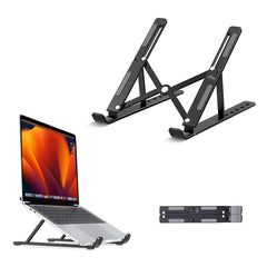 pTron DeskMate M1 15.6" Laptop Stand, 7 Adjustable Height, Metal Alloy, Foldable, Portable Tabletop Laptop/Desktop Riser Stand Holder Compatible for MacBook, HP, Dell, Lenovo & All Other Notebook (Black)