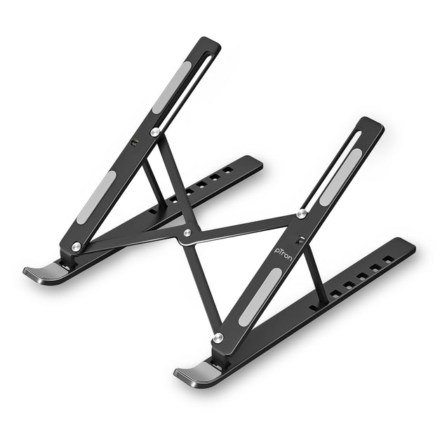 pTron DeskMate M1 15.6" Laptop Stand, 7 Adjustable Height, Metal Alloy, Foldable, Portable Tabletop Laptop/Desktop Riser Stand Holder Compatible for MacBook, HP, Dell, Lenovo & All Other Notebook (Black)