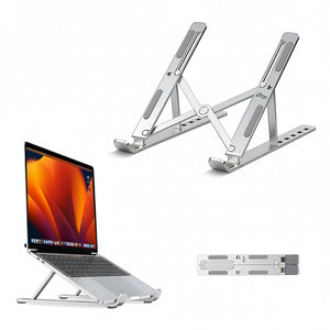 pTron DeskMate M1 15.6" Laptop Stand, 7 Adjustable Height, Metal Alloy, Foldable, Portable Tabletop Laptop/Desktop Riser Stand Holder Compatible for MacBook, HP, Dell, Lenovo & All Other Notebook (Silver)