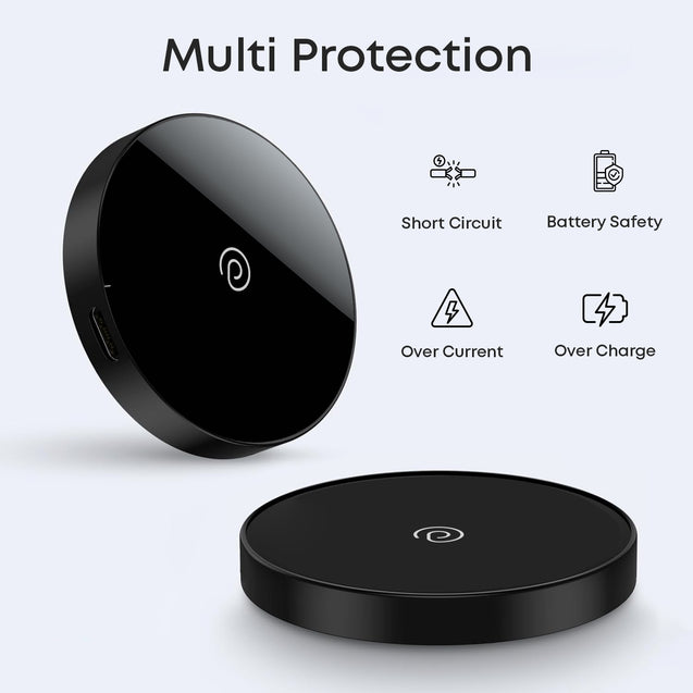 pTron Dynamo Ring V2 15W Magnetic Wireless Charger, Compatible with iPhone 15/14/13/12 Series, Samsung & Other Qi2 Enabled Devices, Compact & Sleek, 3A Type-C to Type-C 1m Cable Included (Ink Black)