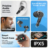 pTron Bassbuds NX TWS Ear Buds w/Smart Touch Display, 55hrs Playtime, Dual Mics, TruTalk AI-ENC Calls, 5 Music Equalisers, BTv6.0, Voice Assistant, Type C Charging, IPX5 Water Resistant (Pearl Black)