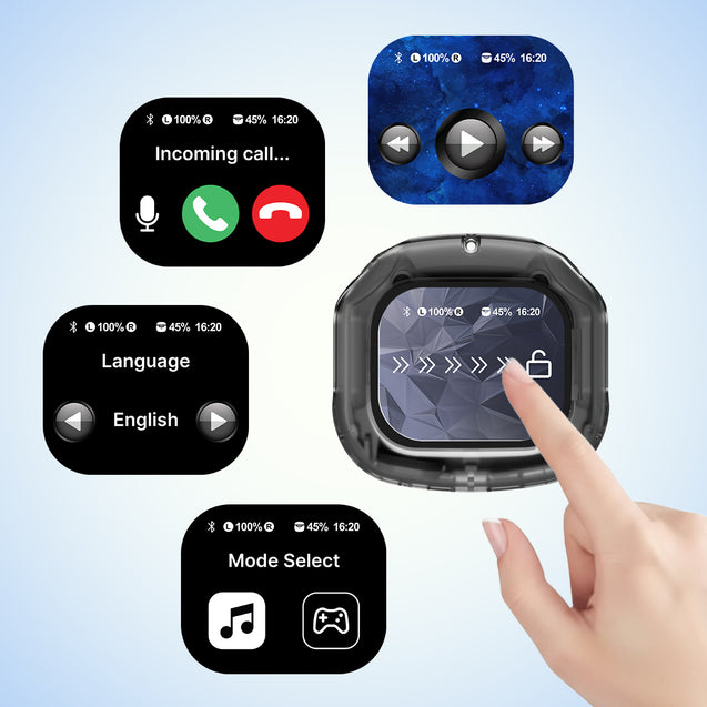 pTron Bassbuds NX TWS Ear Buds w/Smart Touch Display, 55hrs Playtime, Dual Mics, TruTalk AI-ENC Calls, 5 Music Equalisers, BTv6.0, Voice Assistant, Type C Charging, IPX5 Water Resistant (Pearl Black)