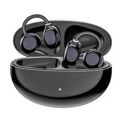pTron Bassbuds Verse Clips Wireless Open Ear Earbuds w/SafeBeats Tech, 50Hrs Playtime, Dual HD Mics, TruTalk AI-ENC, Custom EQ, Mobile App, Pristine Sound, BTv6.0 Earclips, Type C Charging (Jet Black)