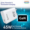 pTron Volta FC22 Compatible for Samsung 45W Charger, Type C Superfast GaN Charger for Samsung Galaxy S23/S23+/S22 Ultra/S22+/S22, Note 10/Note 20/S20/S21/S10/S9/S8, Galaxy Tab S7/S8 (Snow White)