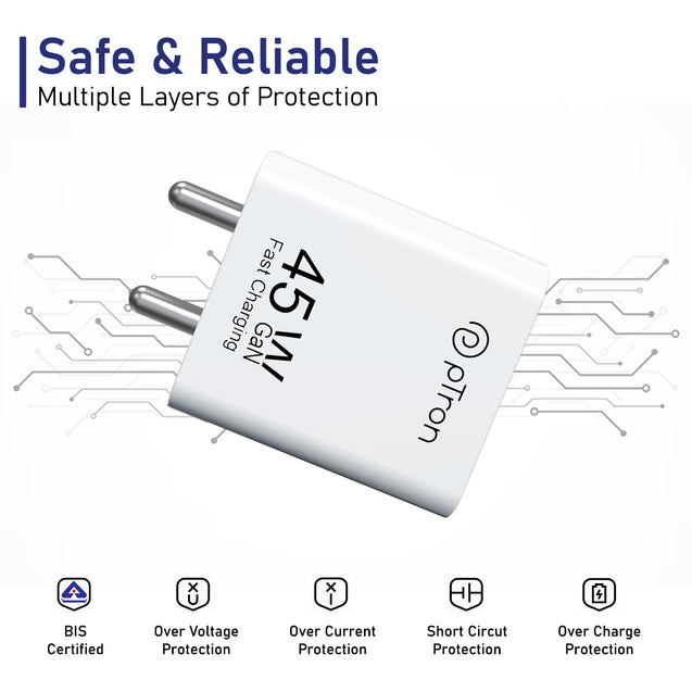 pTron Volta FC22 Compatible for Samsung 45W Charger, Type C Superfast GaN Charger for Samsung Galaxy S23/S23+/S22 Ultra/S22+/S22, Note 10/Note 20/S20/S21/S10/S9/S8, Galaxy Tab S7/S8 (Snow White)