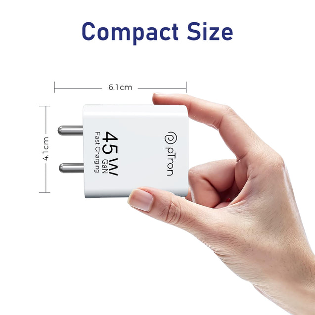 pTron Volta FC22 Compatible for Samsung 45W Charger, Type C Superfast GaN Charger for Samsung Galaxy S23/S23+/S22 Ultra/S22+/S22, Note 10/Note 20/S20/S21/S10/S9/S8, Galaxy Tab S7/S8 (Snow White)