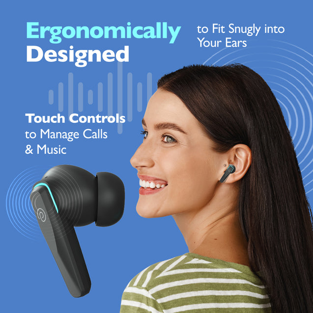 pTron Zenbuds Evo X2 in-Ear TWS Ear Buds w/ 4 Mic & TruTalk AI-ENC Calls, 50Hrs Playtime, 40ms Low Latency Sync, BT5.3 Wireless Earphones, Type-C Fast Charging & IPX5 Water Resistant (Coal Black)