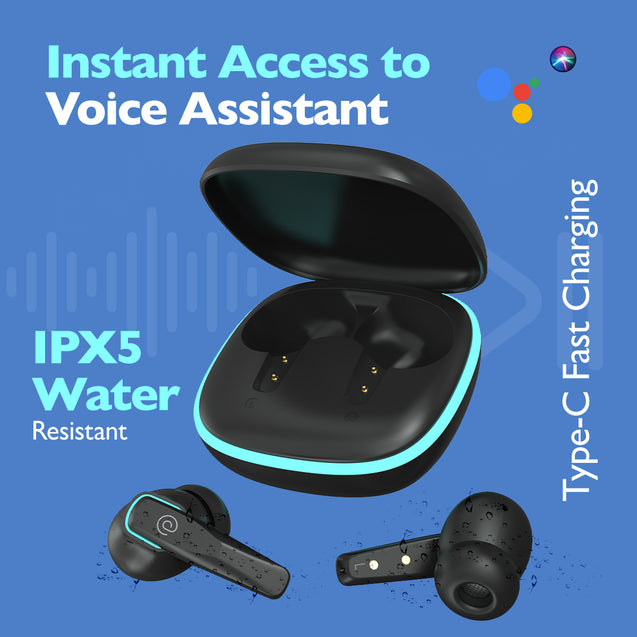 pTron Zenbuds Evo X2 in-Ear TWS Ear Buds w/ 4 Mic & TruTalk AI-ENC Calls, 50Hrs Playtime, 40ms Low Latency Sync, BT5.3 Wireless Earphones, Type-C Fast Charging & IPX5 Water Resistant (Coal Black)