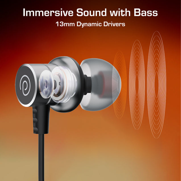 pTron Tangentbeat V2 w/ 50Hrs Playtime, 13mm Drivers, Dual-Device Pairing, Bluetooth 5.4 Wireless in-Ear Earphones w/Mic, Hall Switch Feature, Magnetic Earbuds, Type-C Fast Charging & IPX5 (Obsidian)