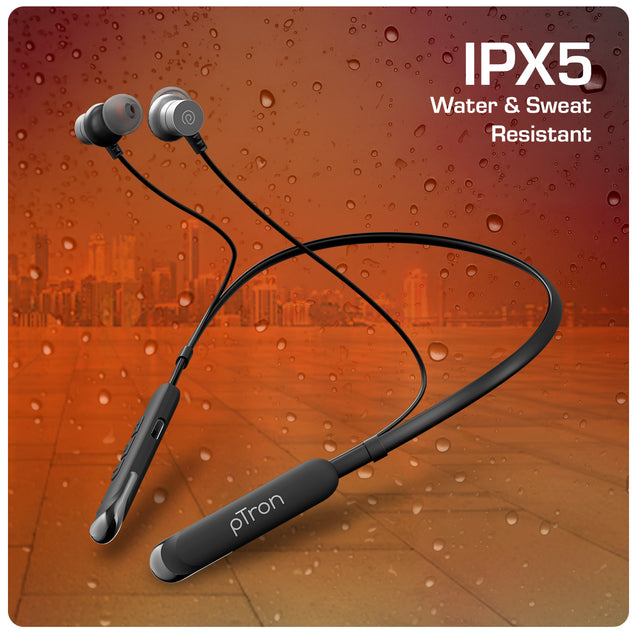 pTron Tangentbeat V2 w/ 50Hrs Playtime, 13mm Drivers, Dual-Device Pairing, Bluetooth 5.4 Wireless in-Ear Earphones w/Mic, Hall Switch Feature, Magnetic Earbuds, Type-C Fast Charging & IPX5 (Obsidian)