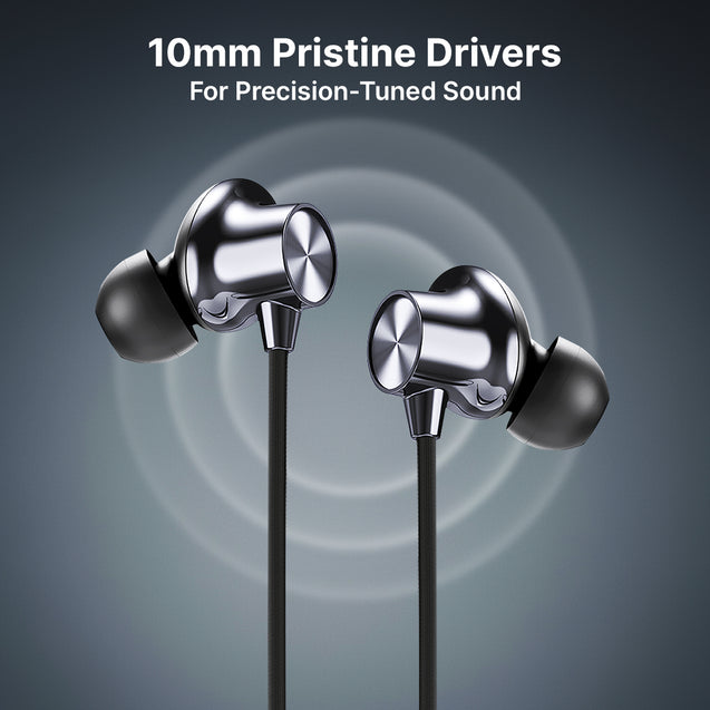 pTron Tangent Eon w/ 50Hrs Playtime, Immersive Sound, HD Mic & AI-ENC Clear Calls, Dual-Device Pairing, Magnetic On/Off Function, BT5.4 Wireless Neckband, Voice Asst., Type-C Charging & IPX5 (Obsidian)