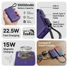 pTron Dynamo Dash Magnetic Wireless 10000mAh Fast Charging Slim Power Bank, MagSafe, 22.5W Output, Compatible w/iPhone 12/13/14/15/16, Android & Other Qi Enabled Devices, Type-C Input (Purple)