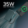 pTron Dynamo Sprint 20000mAh 35W Super Fast Charging, USB Type-C Input Power Bank Compatible with QC3.0/PD3.0, Built-in Charging Cable, 3 Charging Outputs, Type-C Input/Output Port (Pine Green)