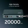 pTron Dynamo Sprint 20000mAh 35W Super Fast Charging, USB Type-C Input Power Bank Compatible with QC3.0/PD3.0, Built-in Charging Cable, 3 Charging Outputs, Type-C Input/Output Port (Pine Green)