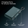 pTron Dynamo Sprint 20000mAh 35W Super Fast Charging, USB Type-C Input Power Bank Compatible with QC3.0/PD3.0, Built-in Charging Cable, 3 Charging Outputs, Type-C Input/Output Port (Pine Green)