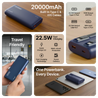 pTron 20000mAh Powerbank w/ 22.5W Fast Charging, USB & Type C Output, Built-in Cables, Compatible w/Power Delivery, Quick Charge for iPhone, Android Mobile & Tablets, Dynamo Storm (Indigo Blue)