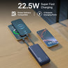 pTron 20000mAh Powerbank w/ 22.5W Fast Charging, USB & Type C Output, Built-in Cables, Compatible w/Power Delivery, Quick Charge for iPhone, Android Mobile & Tablets, Dynamo Storm (Indigo Blue)