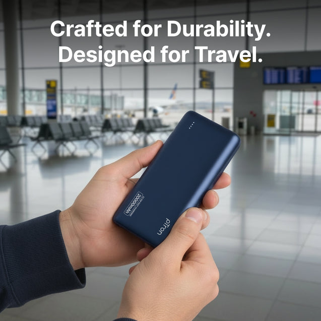 pTron 20000mAh Powerbank w/ 22.5W Fast Charging, USB & Type C Output, Built-in Cables, Compatible w/Power Delivery, Quick Charge for iPhone, Android Mobile & Tablets, Dynamo Storm (Indigo Blue)