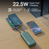 pTron 20000mAh Powerbank w/ 22.5W Fast Charging, USB & Type C Output, Built-in Cables, Compatible w/Power Delivery, Quick Charge for iPhone, Android Mobile & Tablets, Dynamo Storm (Pine Green)