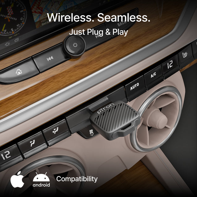 pTron CarSync X2 2-in-1 Wireless Carplay Receiver, Converts Wired Android Auto & CarPlay to Wireless, USB A & Type C, Only for Cars with OEM-Installed Wired Android Auto/CarPlay, Plug & Play (Black)