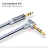 pTron 3.5mm Male to Male Aux Stereo Cable for Smartphones/Tablets, 90 Degree Gold-plated Connectors, Solero A15 Tangle-free Metal Shell Audio Cable, Nylon Braided, 1.5m (Gray)