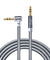 pTron 3.5mm Male to Male Aux Stereo Cable for Smartphones/Tablets, 90 Degree Gold-plated Connectors, Solero A15 Tangle-free Metal Shell Audio Cable, Nylon Braided, 1.5m (Gray)