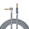 pTron 3.5mm Male to Male Aux Stereo Cable for Smartphones/Tablets, 90 Degree Gold-plated Connectors, Solero A15 Tangle-free Metal Shell Audio Cable, Nylon Braided, 1.5m (Gray)