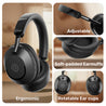 pTron Studio Ultima w/ 60Hrs Playtime, 40mm Drivers, Custom EQ, Mobile App, Wireless Over Ear Headphones w/HD Mic & TruTalk AI-ENC Calls, BTv5.4, Dual Device Pairing & Type-C Charging (Jet Black)