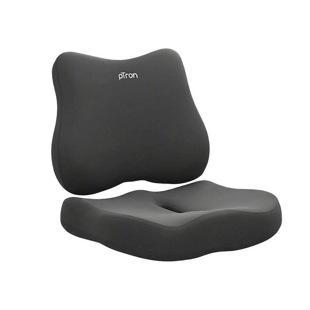 pTron Ergova S1 Core Support Seat Cushion & Backrest Combo, 100% Memory Foam, Prolonged Sitting Comfort, Pressure Relief, Reduced Muscle Fatigue, Suitable for Home Office & Cars (Black)