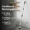 pTron EaseMate Scrubber X1, Electric Spin Scrubber w/ 5 Adjustable Speeds, Cleaning Brush Scrubber for Home, 400RPM/min, 120 min Run Time, 8 Replaceable Brush Heads for Bathroom, Floor Tiles (White)