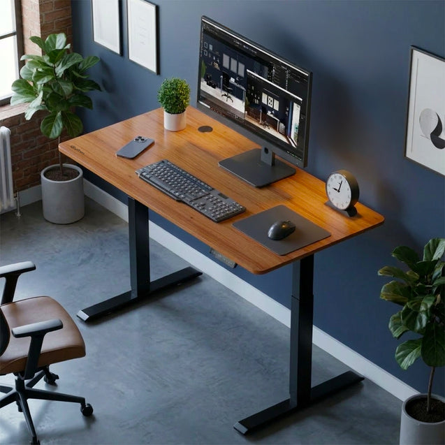 pTron EaseMate Table E1 Electric Height Adjustable Desk, 3 Memory Presets, Child, Ergonomic Sit-Stand Desk for Home Office/Studies, Strong Steel Frame, Engineered Wood, Digital Display (Wooden & Black)