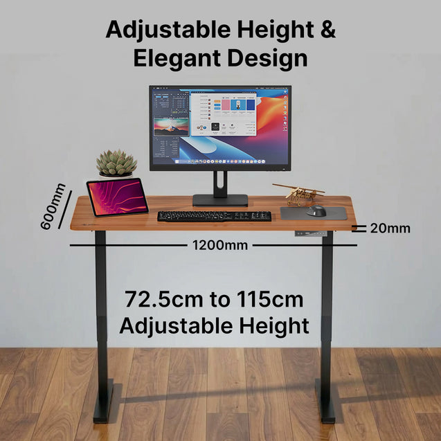 pTron EaseMate Table E1 Electric Height Adjustable Desk, 3 Memory Presets, Child, Ergonomic Sit-Stand Desk for Home Office/Studies, Strong Steel Frame, Engineered Wood, Digital Display (Wooden & Black)