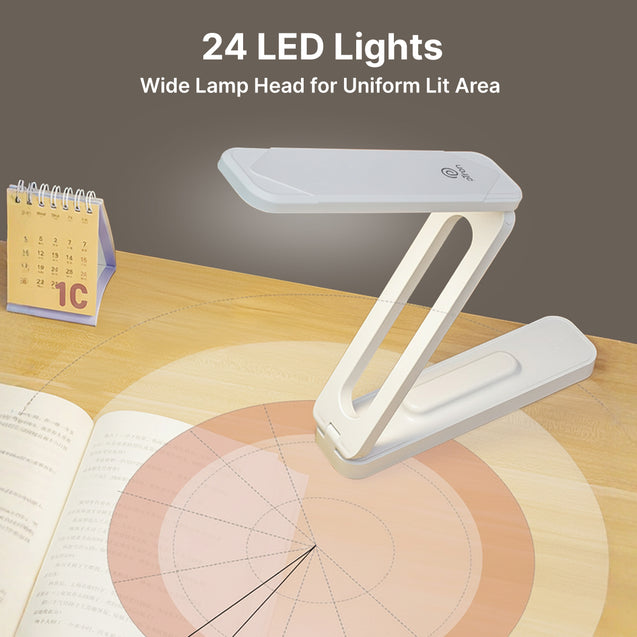 pTron 6W EaseMate Study Lamp L2, 6Hrs Runtime, Seamless Dimming, 3 Colour Modes, Adjustable Brightness Levels, Table Lamp for Study, 2-Fold Elbow Design, Wall Mountable, Type C Charging (White)